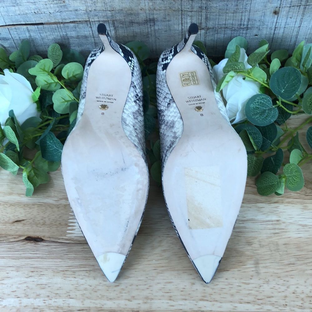 STUART WEITZMAN LEIGH 95 WOMENS FAUX LEATHER EMBOSSED PUMPS 8 - Picture 5 of 6